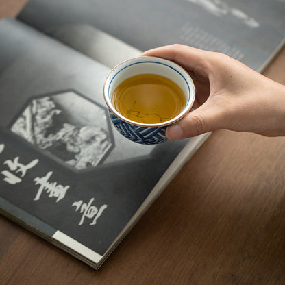 Tea Cup Set of 5 – Hasami Ware Ruriei no Tori Blue Glaze