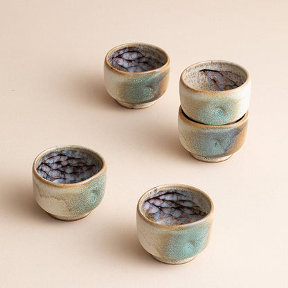 Tea Cup Set of 5 – Nunobiki Ware Yukifubuki Handcrafted Ceramic