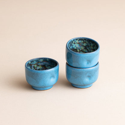 Tea Cup Set of 5 – Nunobiki Ware Unkai Tenmoku Ceramic Teacups