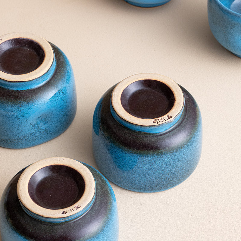 Tea Cup Set of 5 – Nunobiki Ware Unkai Tenmoku Ceramic Teacups