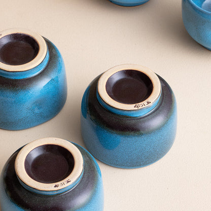 Tea Cup Set of 5 – Nunobiki Ware Unkai Tenmoku Ceramic Teacups