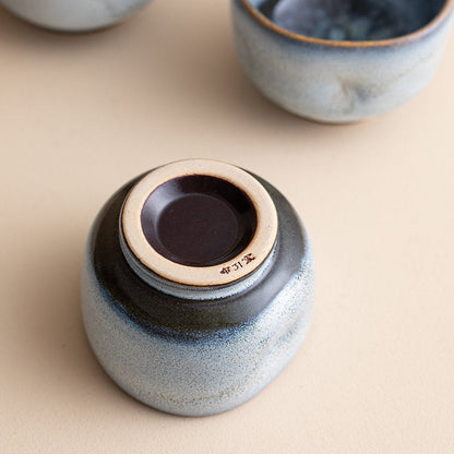 Tea Cup Set of 5 – Nunobiki Ware Komorebi Tenmoku Ceramic