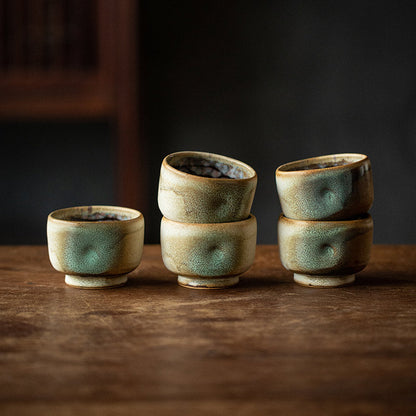 Tea Cup Set of 5 – Nunobiki Ware Yukifubuki Handcrafted Ceramic