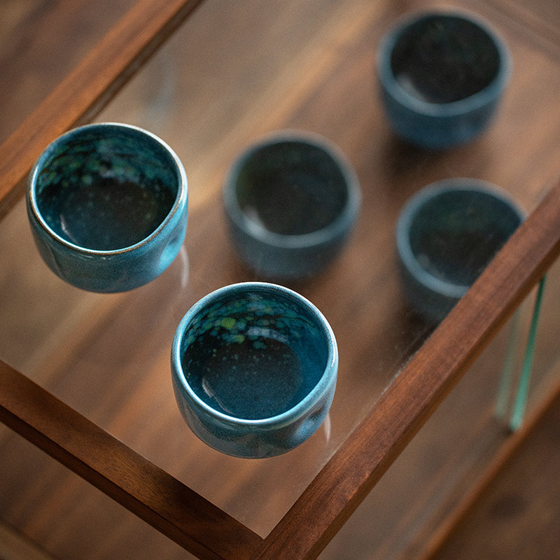 Tea Cup Set of 5 – Nunobiki Ware Unkai Tenmoku Ceramic Teacups