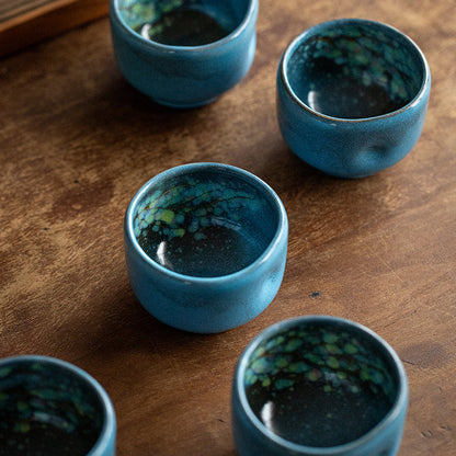 Tea Cup Set of 5 – Nunobiki Ware Unkai Tenmoku Ceramic Teacups
