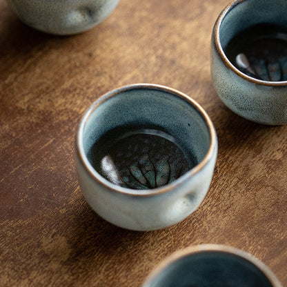 Tea Cup Set of 5 – Nunobiki Ware Komorebi Tenmoku Ceramic