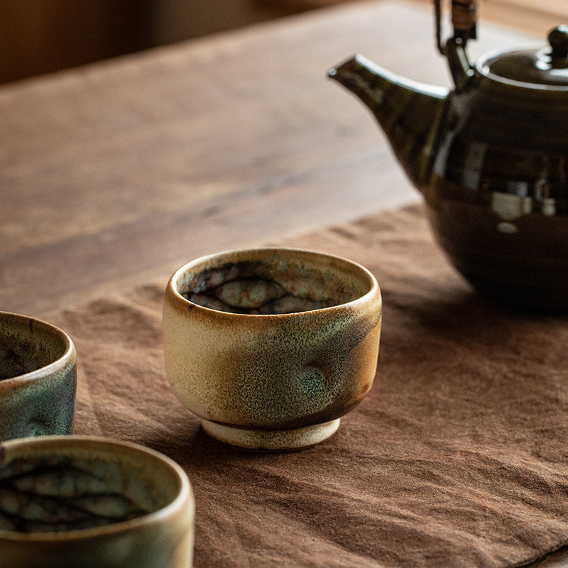 Tea Cup Set of 5 – Nunobiki Ware Yukifubuki Handcrafted Ceramic