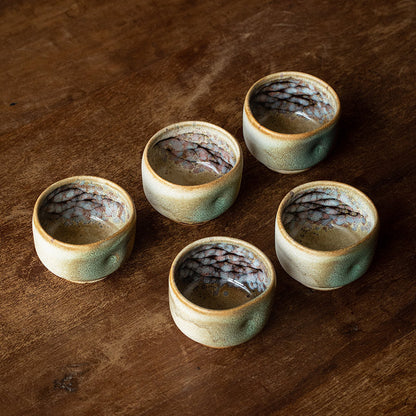 Tea Cup Set of 5 – Nunobiki Ware Yukifubuki Handcrafted Ceramic
