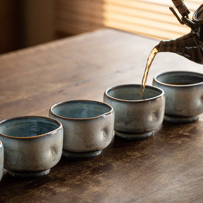 Tea Cup Set of 5 – Nunobiki Ware Komorebi Tenmoku Ceramic