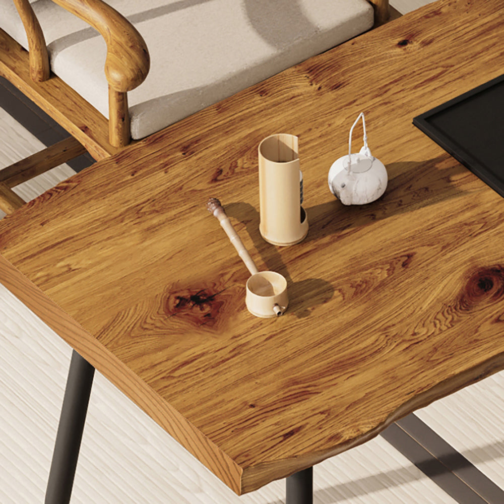 Tea Table Set Pine Wood Chinese Style – 1 Table 5 Chairs