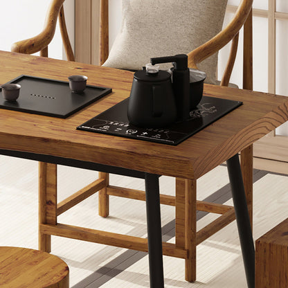Tea Table Set Pine Wood Chinese Style – 1 Table 5 Chairs