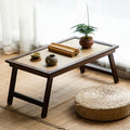 Foldable Rattan Tea Table Low Floor Peach Wood 2 Sizes