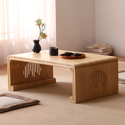 Low Tea Table Paulownia Wood Carved Landscape 8 Sizes