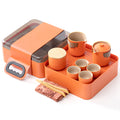 Portable Kung Fu Tea Set Orange Stoneware Gongfu