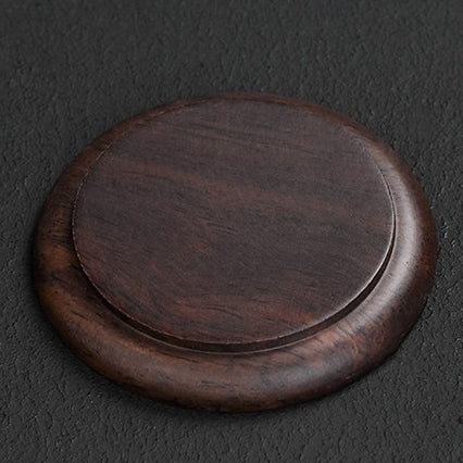 Ebony Wood Coaster Set Silver Lotus 6-Piece with Holder