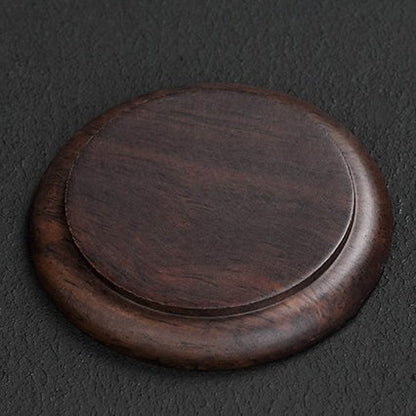 Ebony Wood Coaster Set Silver Lotus 6-Piece with Holder