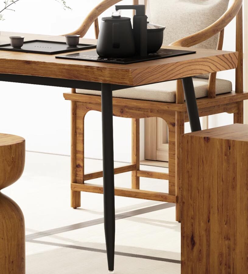 Tea Table Set Pine Wood Chinese Style – 1 Table 5 Chairs