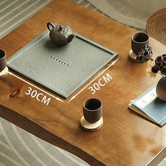 Wood Tea Table Set with 3 Chairs – Cast Iron Tray & Pine Top