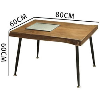 Wood Tea Table Set with 3 Chairs – Cast Iron Tray & Pine Top