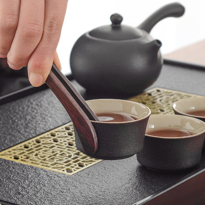 Gongfu Tea Set Black Pottery Slate Tray 15-Piece Serves 8