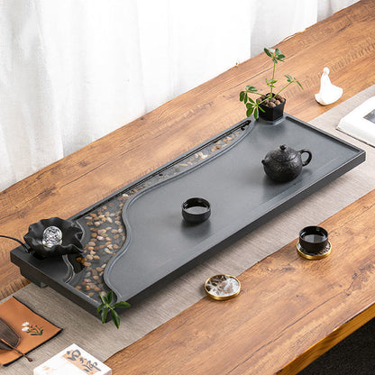 Stone Tea Tray Waterflow Zen Black Stone Gongfu Tea Board