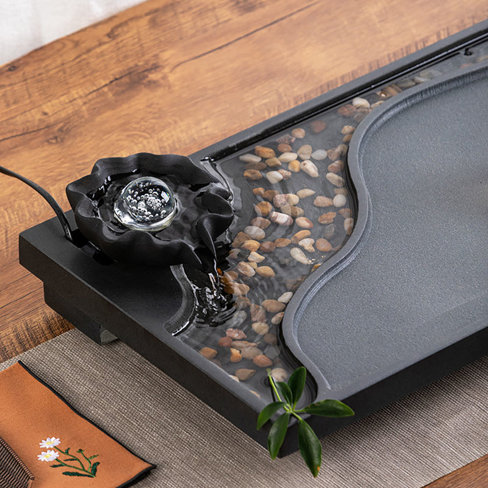 Stone Tea Tray Waterflow Zen Black Stone Gongfu Tea Board