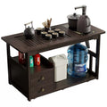 Nanmu Wood Tea Cart Movable with Built-in Tray & Kettle