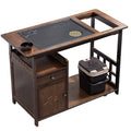 Tea Cart with Stone Tray Wood Minimalist Gongfu Tea Table