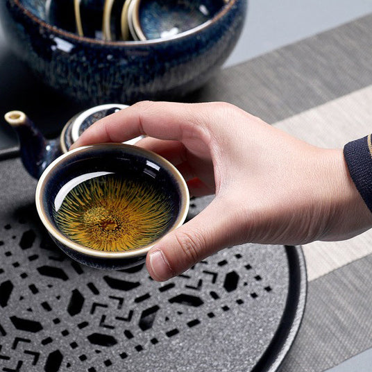 Chinese Tea Set Cobalt Blue Glaze | Gongfu 9-Piece Set