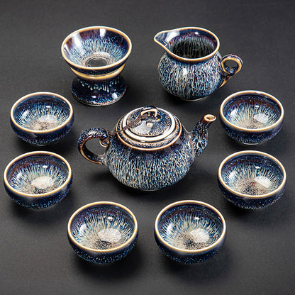 Chinese Tea Set Cobalt Blue Glaze | Gongfu 9-Piece Set