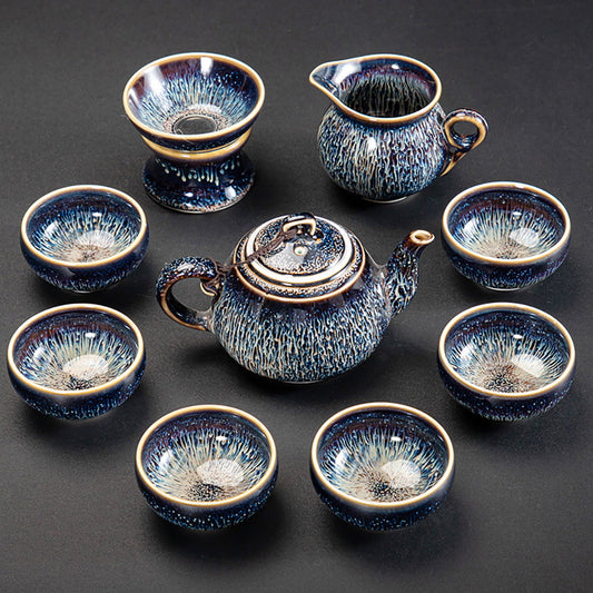 Chinese Tea Set Cobalt Blue Glaze | Gongfu 9-Piece Set