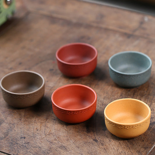 Gongfu Tea Cups Set of 5 | Purple Clay Five-Color Cloud