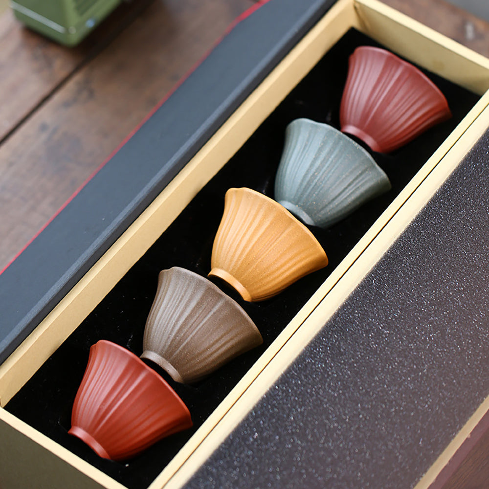 Purple Clay Tea Cup Set 5 Gongfu Morning Glory 50ml