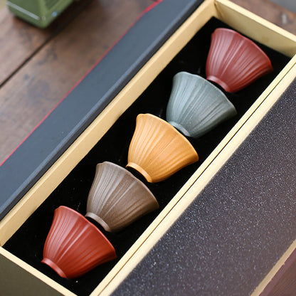 Purple Clay Tea Cup Set 5 Gongfu Morning Glory 50ml