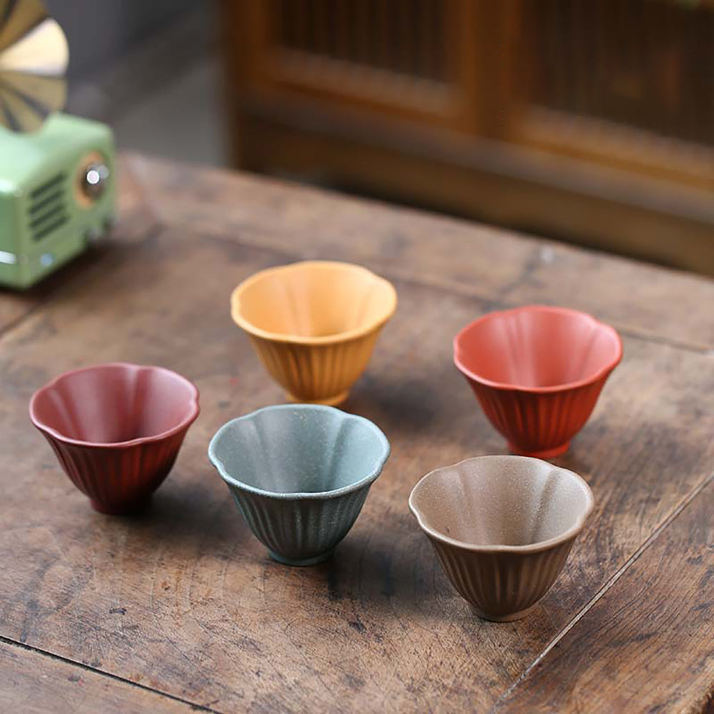 Purple Clay Tea Cup Set 5 Gongfu Morning Glory 50ml