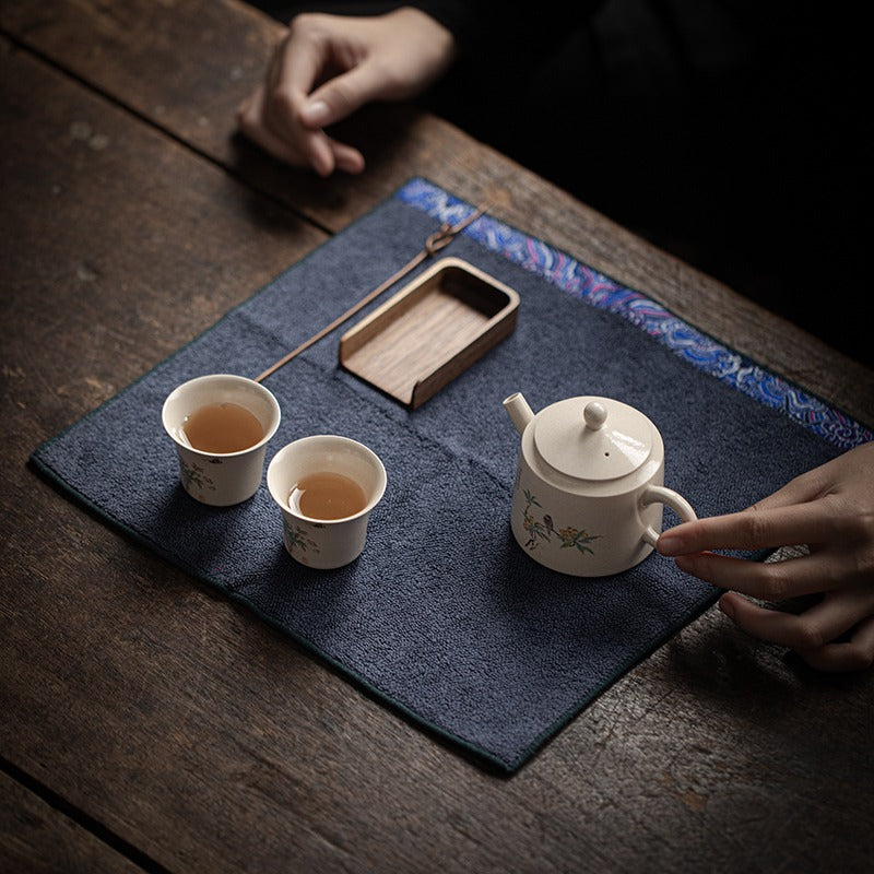 Velvet Tea Towel Auspicious Clouds Embroidery | Tea Table Cloth