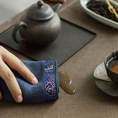 Velvet Tea Towel Auspicious Clouds Embroidery | Tea Table Cloth