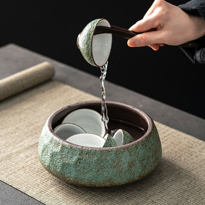 Tea Set with Lotus Leaf Tray Japanese Ceramic 13-Piece