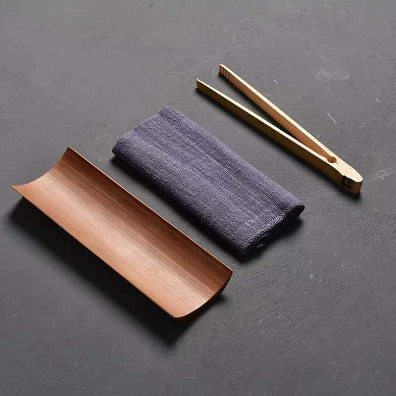 Bamboo Cha He Tea Holder With Towel Clip Spoon 6 Styles