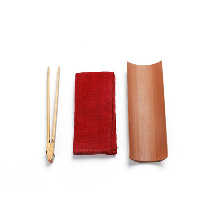 Bamboo Cha He Tea Holder With Towel Clip Spoon 6 Styles