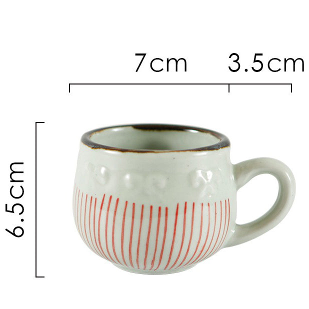 Japanese Tea Cup with Handle & Saucer Set of 2 | Ceramic