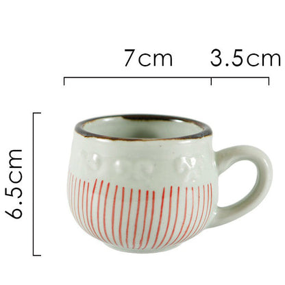 Japanese Tea Cup with Handle & Saucer Set of 2 | Ceramic