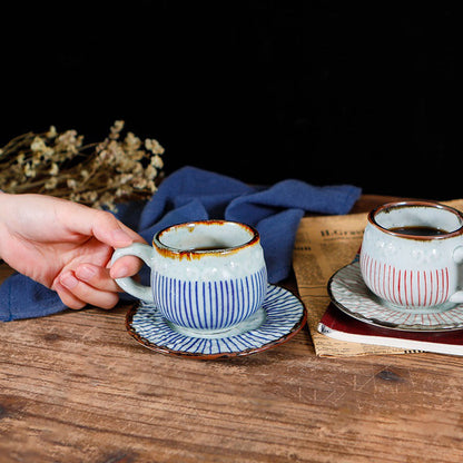 Japanese Tea Cup with Handle & Saucer Set of 2 | Ceramic
