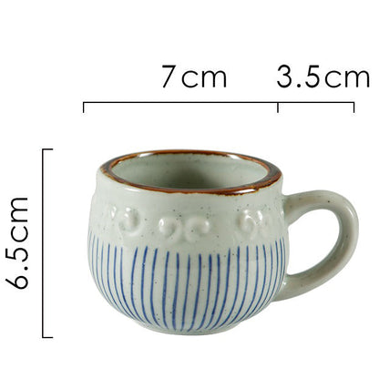 Japanese Tea Cup with Handle & Saucer Set of 2 | Ceramic