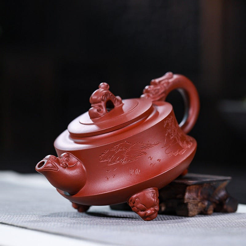 Dragon Teapot Three-Legged Dahongpao Red Clay Yixing 275ml