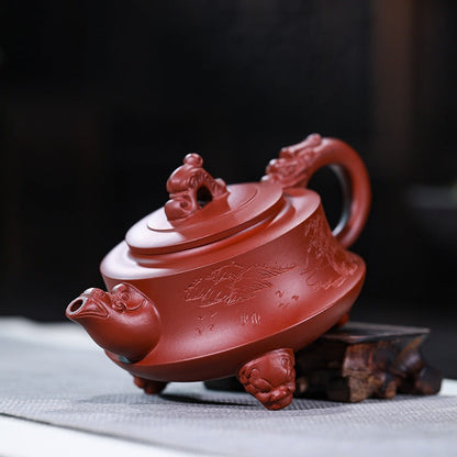 Dragon Teapot Three-Legged Dahongpao Red Clay Yixing 275ml
