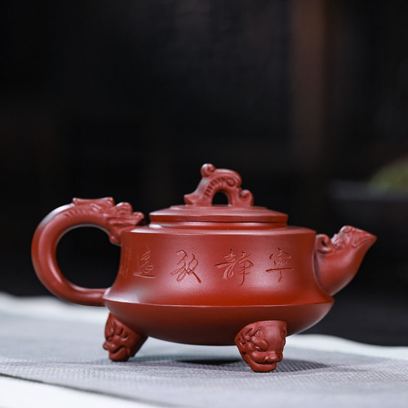 Dragon Teapot Three-Legged Dahongpao Red Clay Yixing 275ml