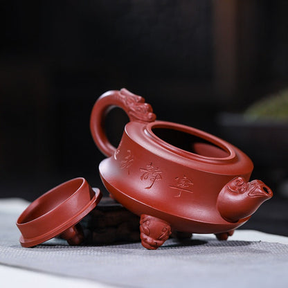 Dragon Teapot Three-Legged Dahongpao Red Clay Yixing 275ml