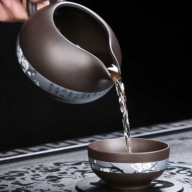 Purple Clay Tea Set Winter Plum Yixing Zisha 12-Piece