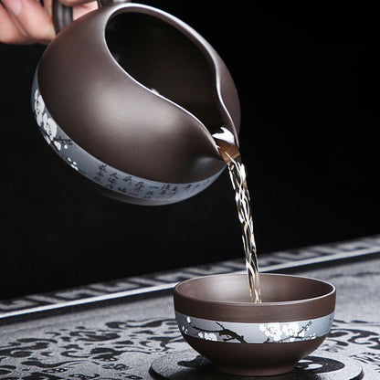 Purple Clay Tea Set Winter Plum Yixing Zisha 12-Piece